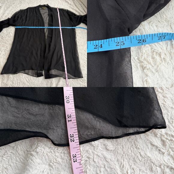 Harari sheer silk kimono jacket cardigan layering oversized black lagenlook L - Picture 5 of 13